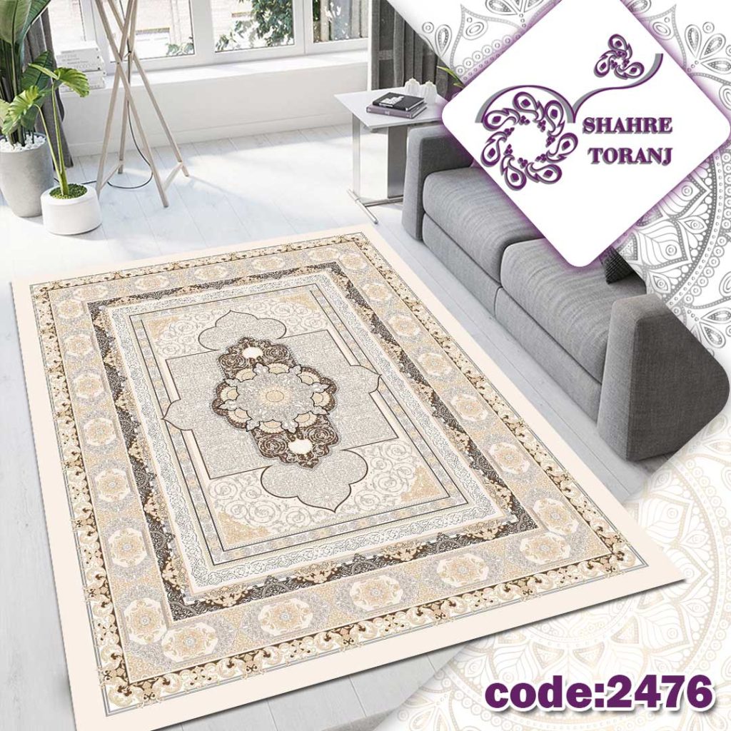 روفرشی کشدار طرح کاشان رنگ کرم