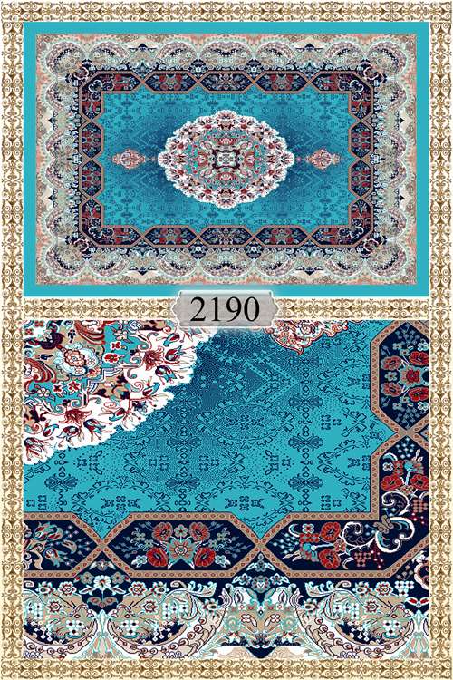 روفرشی کشدار طرح فرش فیروزه ای 